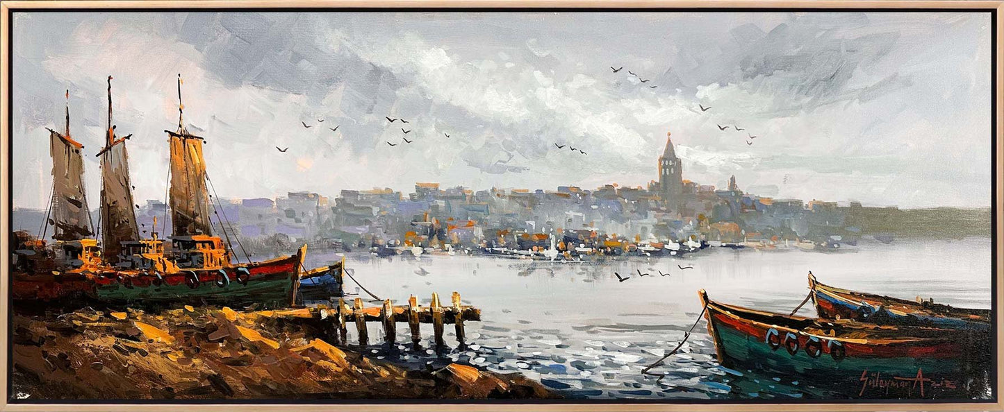 Deniz ve Şehir Yağlı Boya Tablosu