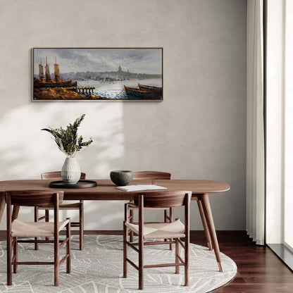 Deniz ve Şehir Yağlı Boya Tablosu