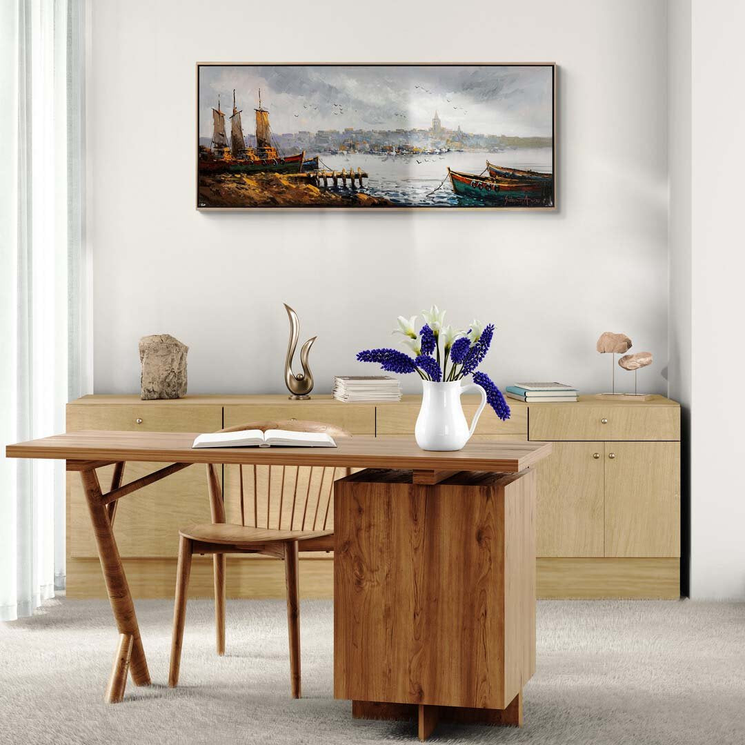 Deniz ve Şehir Yağlı Boya Tablosu