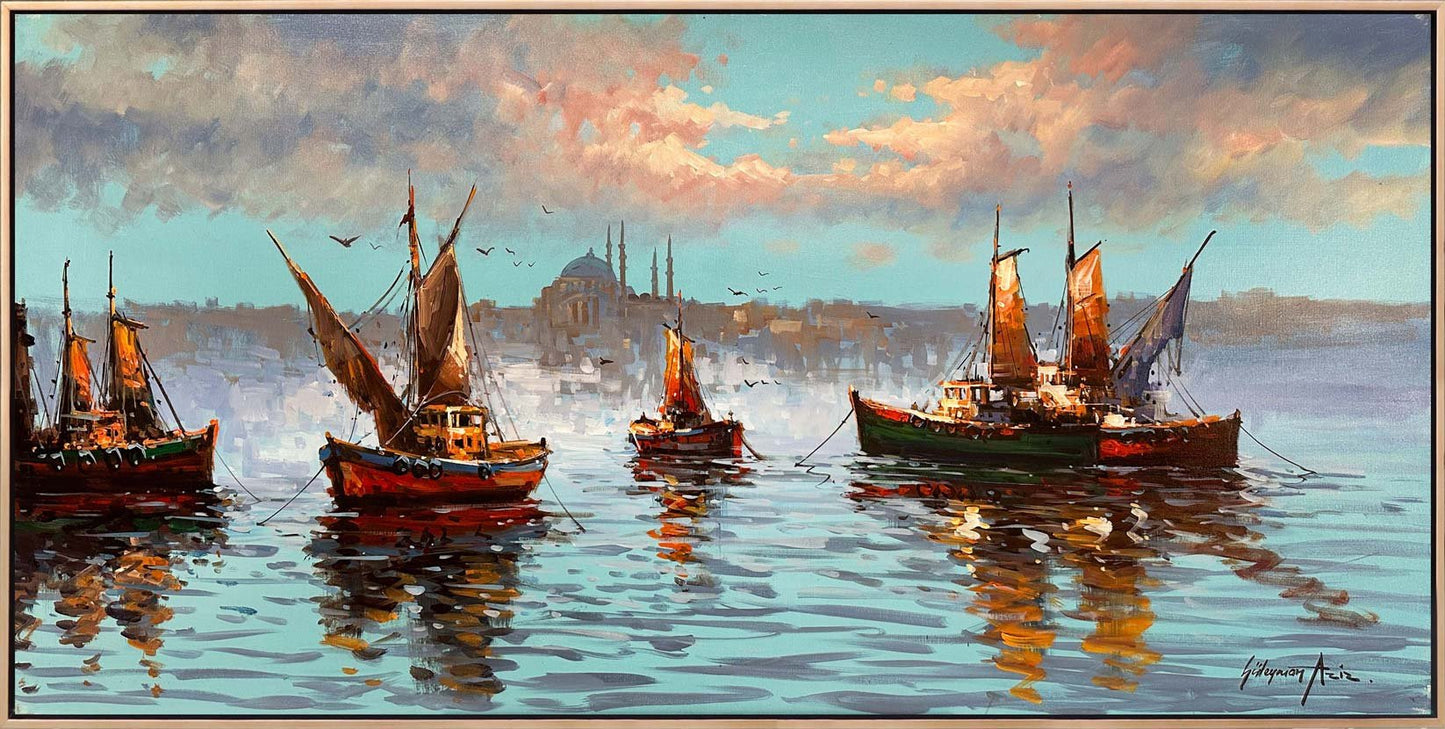 Teknelerle İstanbul Yağlı Boya Tablosu