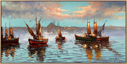 Teknelerle İstanbul Yağlı Boya Tablosu