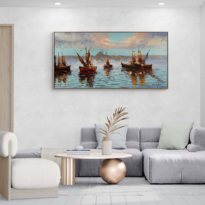 Teknelerle İstanbul Yağlı Boya Tablosu