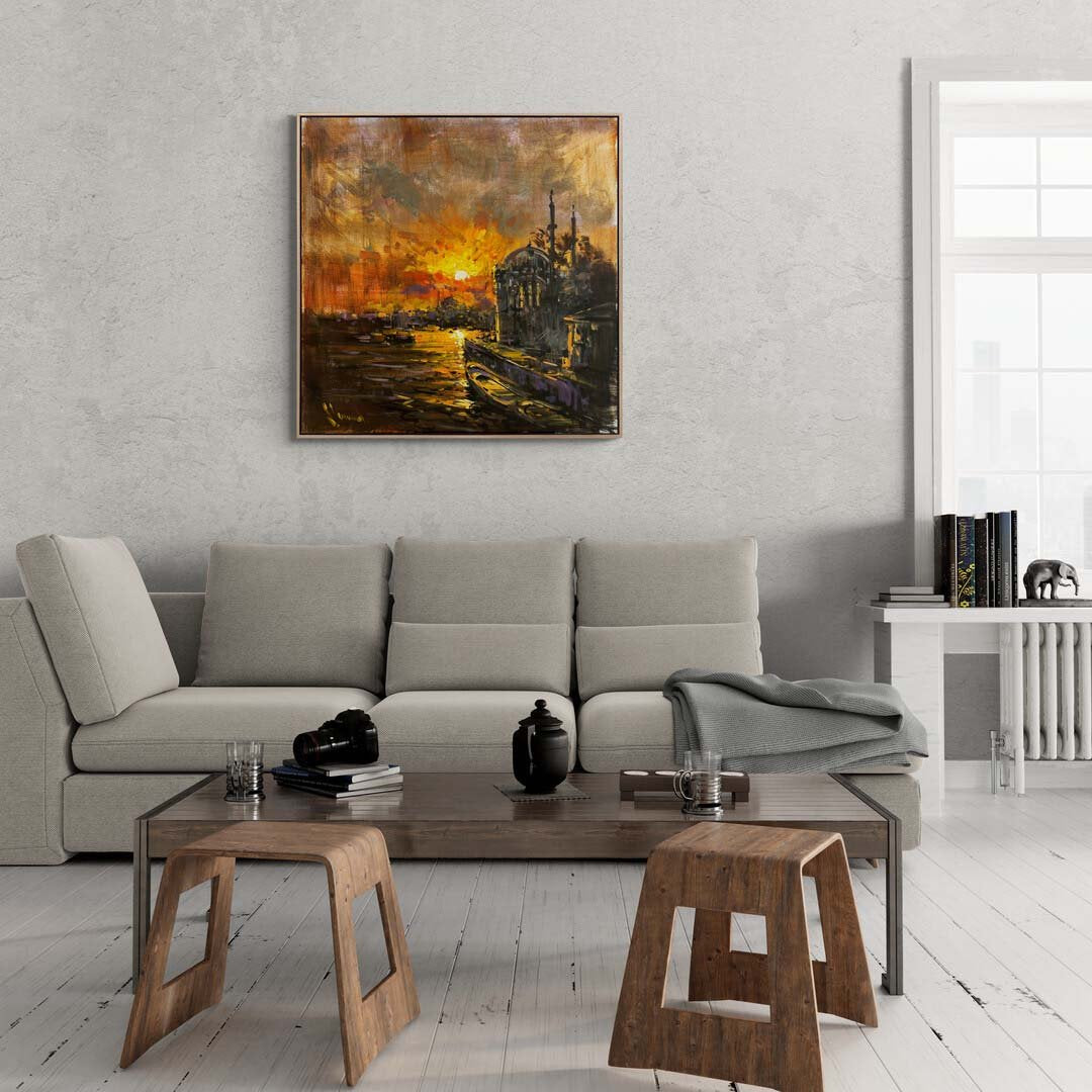 Ortaköy Gün Batımı Yağlı Boya Tablosu