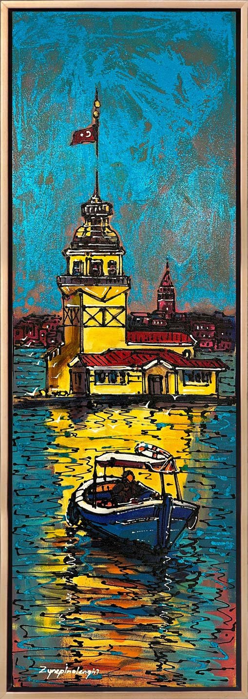 Kız Kulesi'nin Işıltısı Yağlı Boya Tablosu