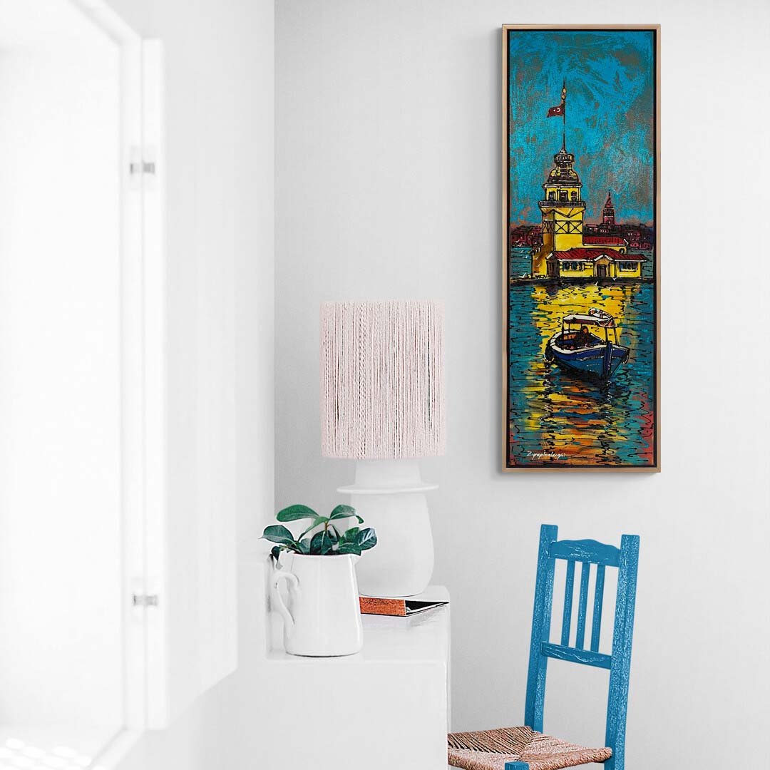 Kız Kulesi'nin Işıltısı Yağlı Boya Tablosu