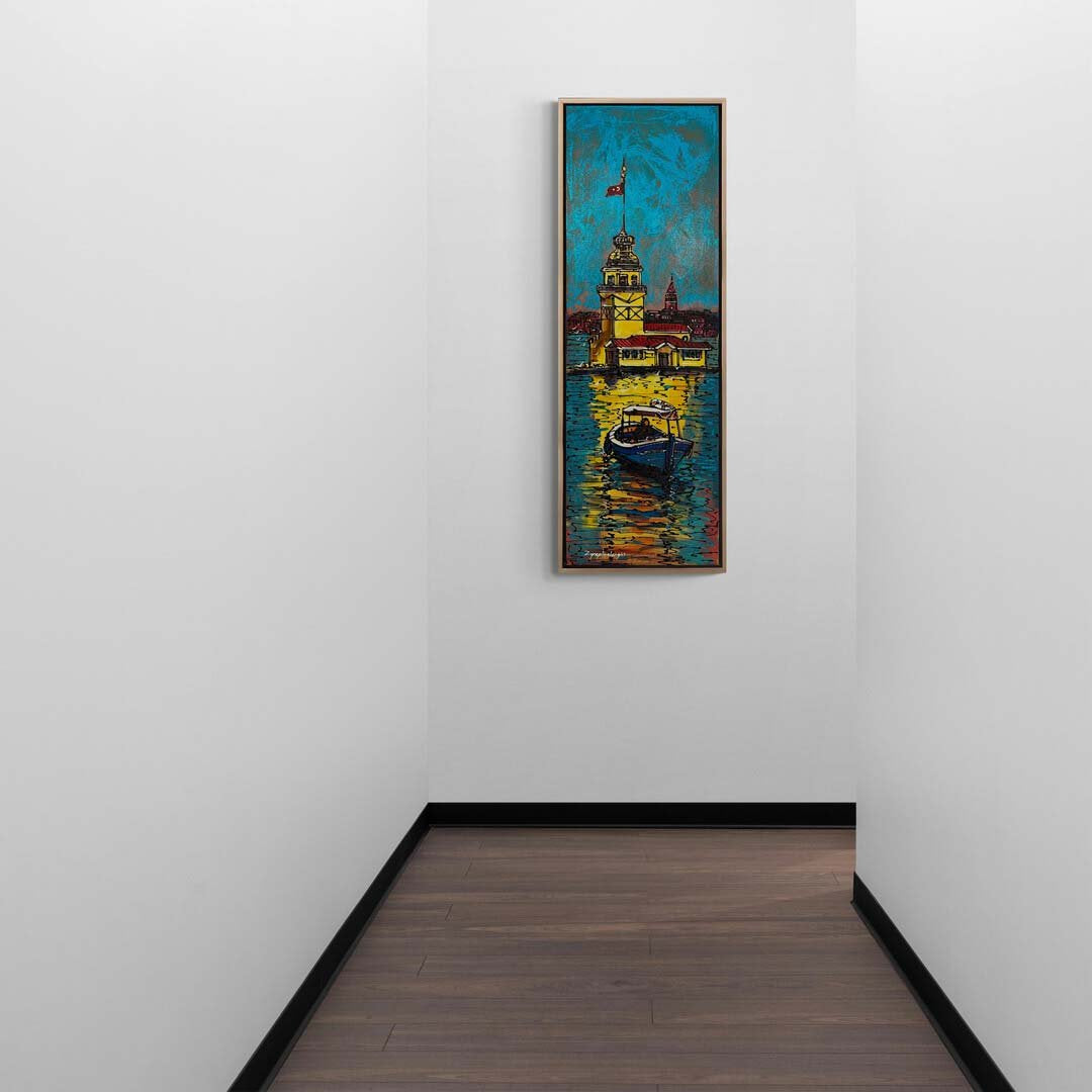 Kız Kulesi'nin Işıltısı Yağlı Boya Tablosu