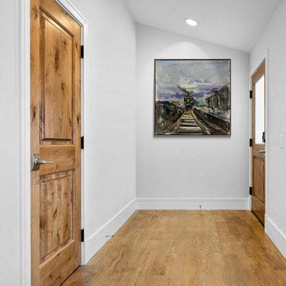 Buharlı Tren Manzarası Yağlı Boya Tablosu