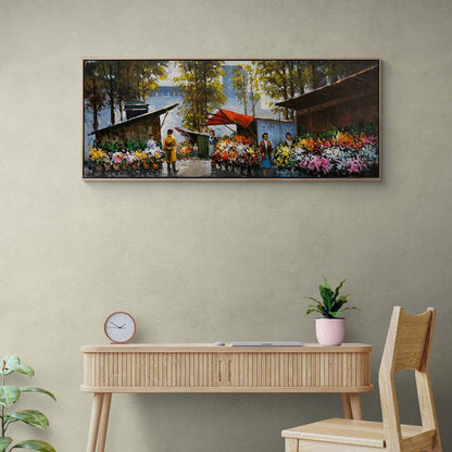 Çiçekçi Tezgahındaki Renkler Yağlı Boya Tablosu