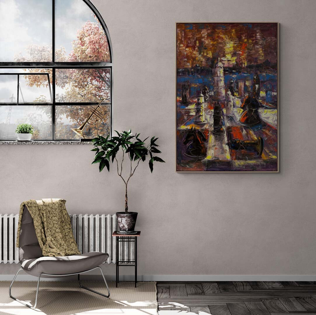 Soyut Çarpışma Yağlı Boya Tablosu