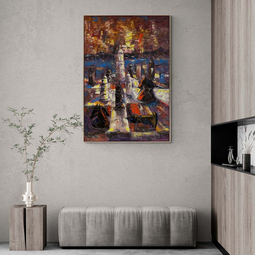 Soyut Çarpışma Yağlı Boya Tablosu