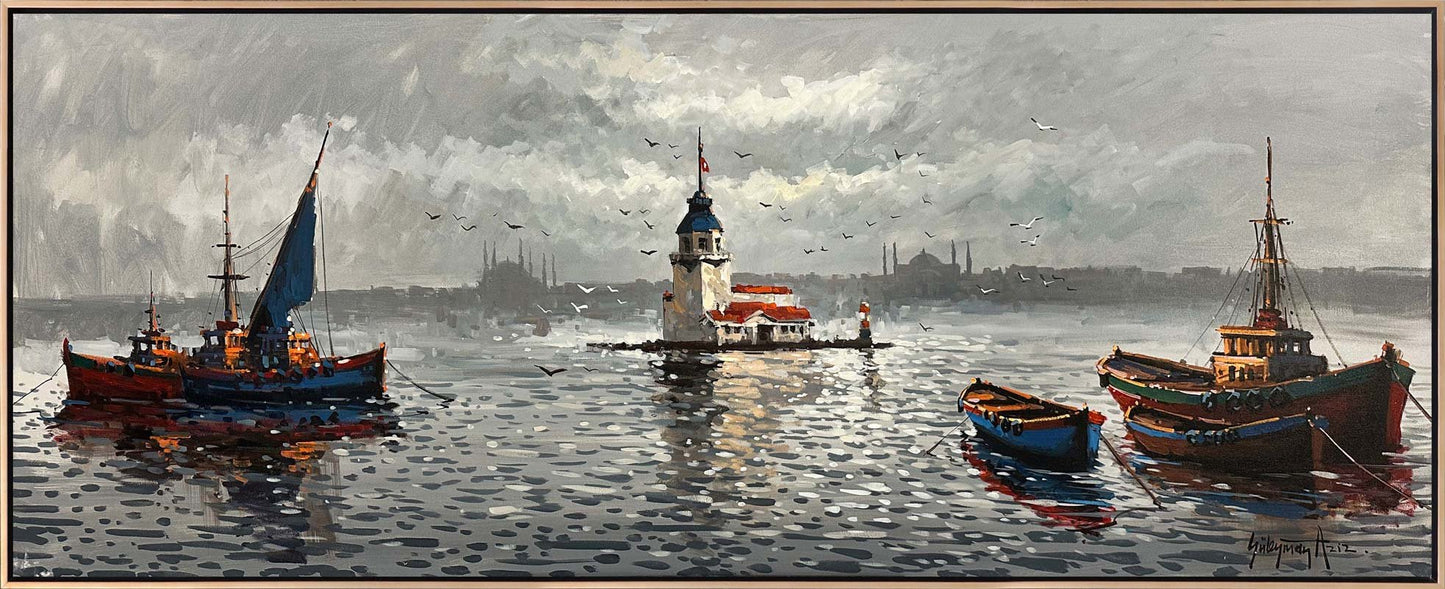 Boğazda Sakin Bir Gün Yağlı Boya Tablosu