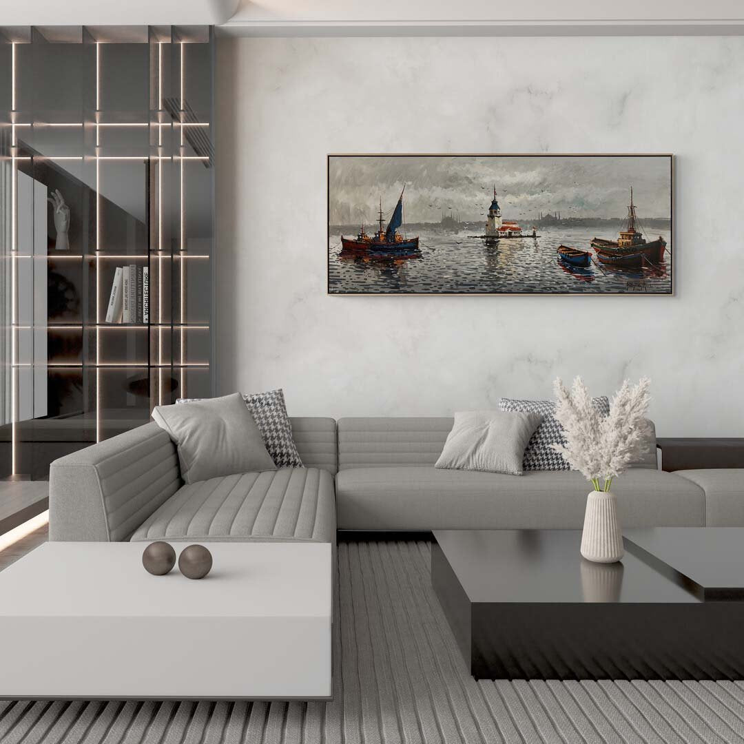 Boğazda Sakin Bir Gün Yağlı Boya Tablosu