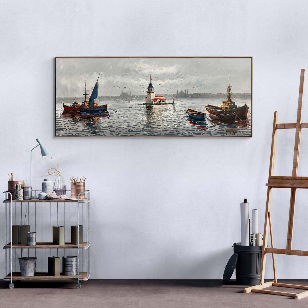 Boğazda Sakin Bir Gün Yağlı Boya Tablosu