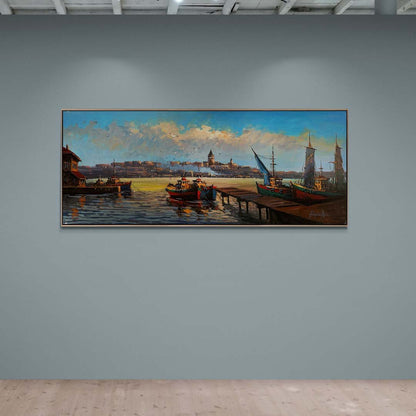 İstanbul'un Ruhunda Boğaz ve Galata Yağlı Boya Tablosu