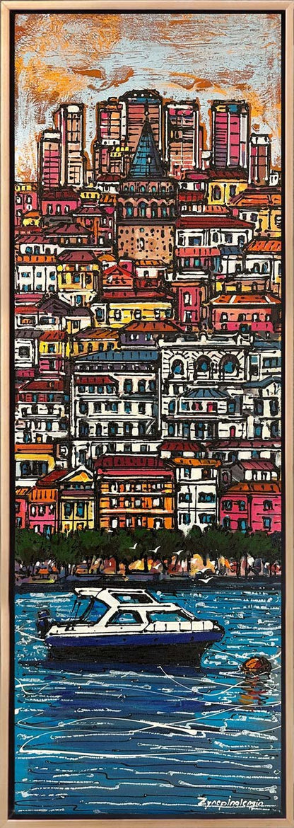 Boğazın Renkli Ritmi Yağlı Boya Tablosu