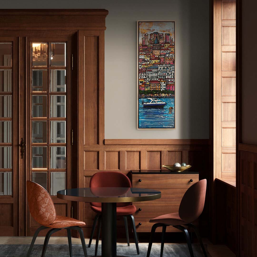 Boğazın Renkli Ritmi Yağlı Boya Tablosu