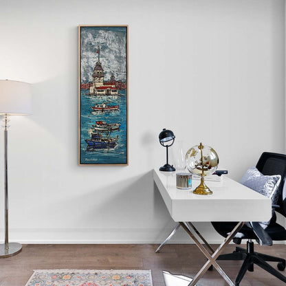 Boğazın Renkli Tekneleri Yağlı Boya Tablosu