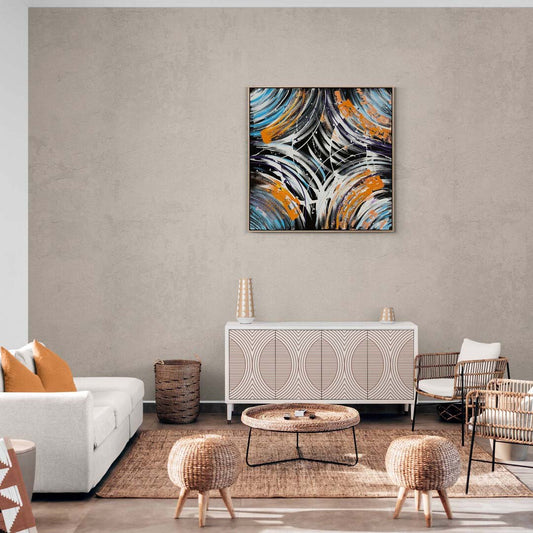 Soyut Renkli Dalgalar Yağlı Boya Tablosu