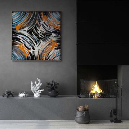 Soyut Renkli Dalgalar Yağlı Boya Tablosu