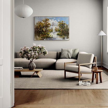 Orman İçinde Nehir Yağlı Boya Tablosu