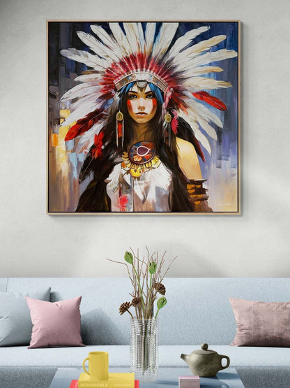 Kızılderili Prenses Yağlı Boya Tablosu