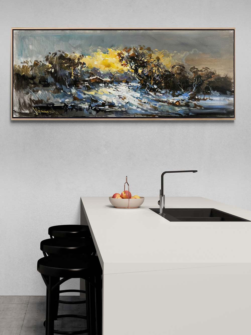 Karlarla Kaplı Tepeler Yağlı Boya Tablosu