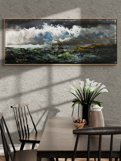 Denizin Asi Dalgaları Yağlı Boya Tablosu