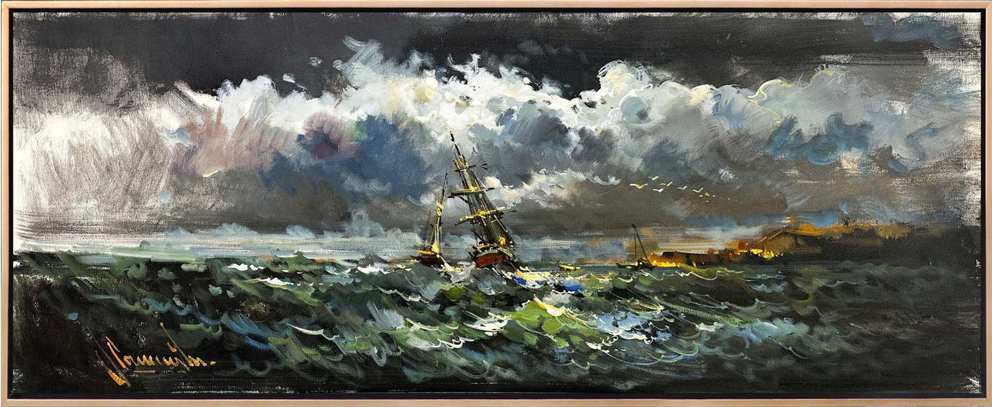 Denizin Asi Dalgaları Yağlı Boya Tablosu