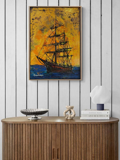 Denizde Gökkuşağı Renkleri ve Gemi Yağlı Boya Tablosu