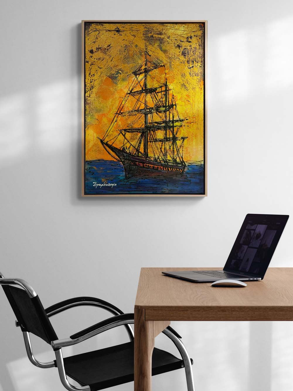 Denizde Gökkuşağı Renkleri ve Gemi Yağlı Boya Tablosu