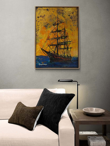 Denizde Gökkuşağı Renkleri ve Gemi Yağlı Boya Tablosu