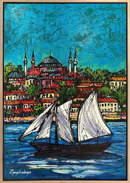 Parlayan Renklerle Boğaz Yağlı Boya Tablosu