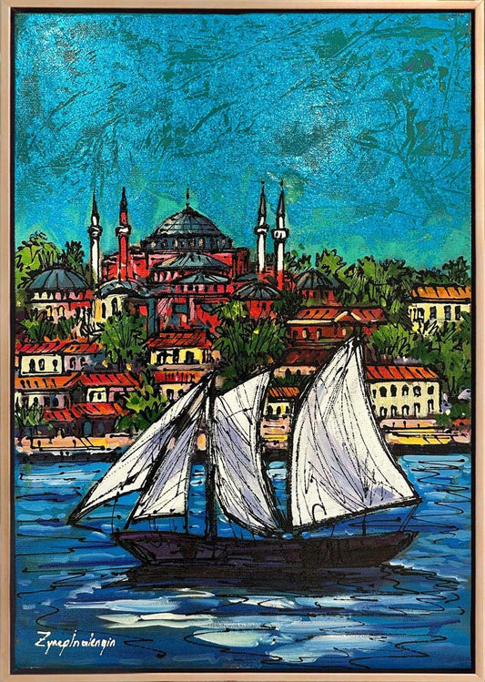 Parlayan Renklerle Boğaz Yağlı Boya Tablosu