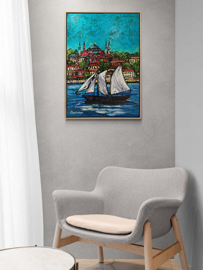 Parlayan Renklerle Boğaz Yağlı Boya Tablosu