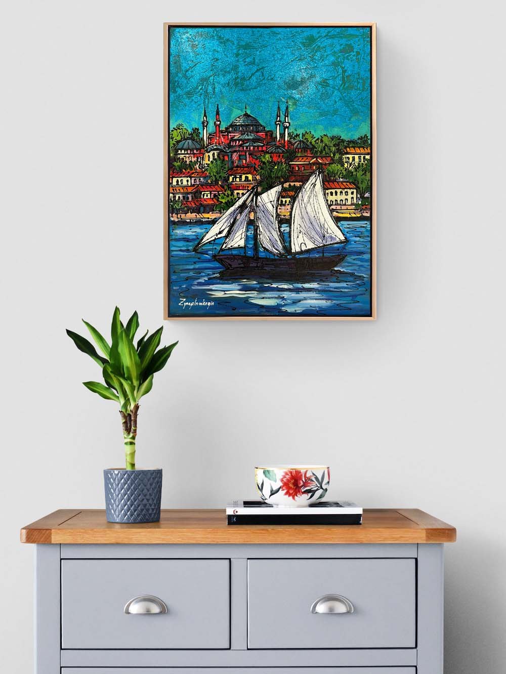 Parlayan Renklerle Boğaz Yağlı Boya Tablosu