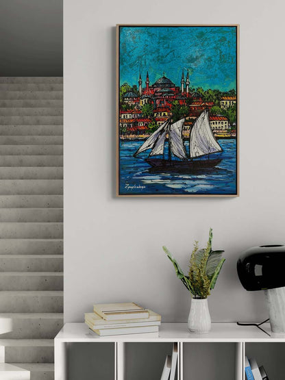 Parlayan Renklerle Boğaz Yağlı Boya Tablosu