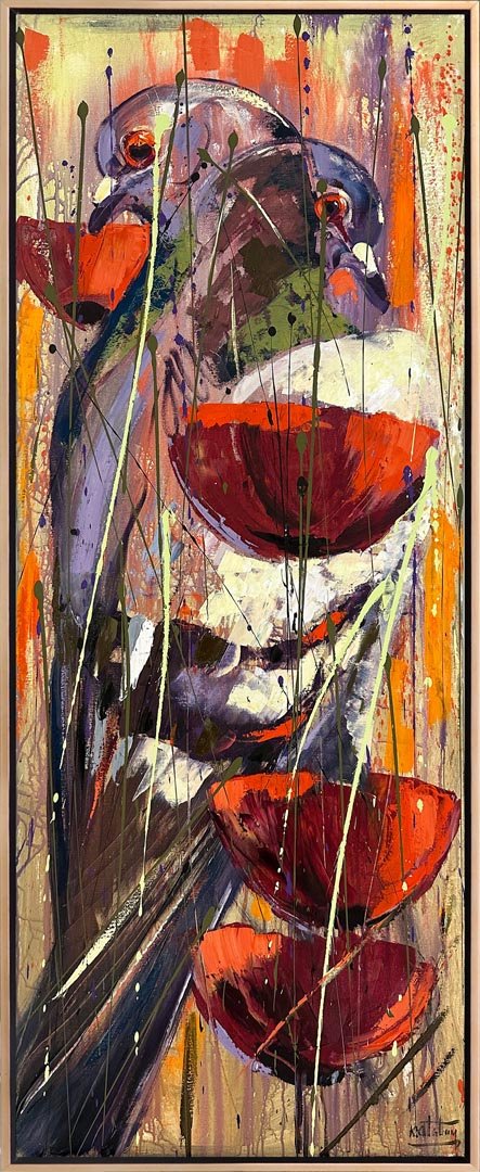 Renklerle Bezenmiş Kanatlar Yağlı Boya Tablosu