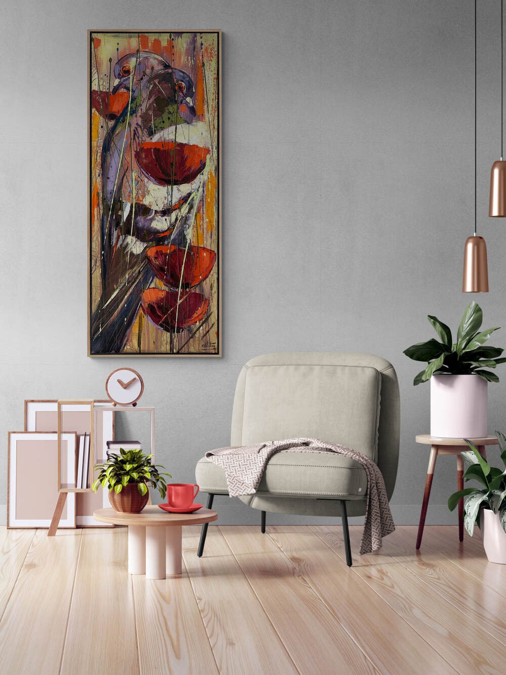 Renklerle Bezenmiş Kanatlar Yağlı Boya Tablosu