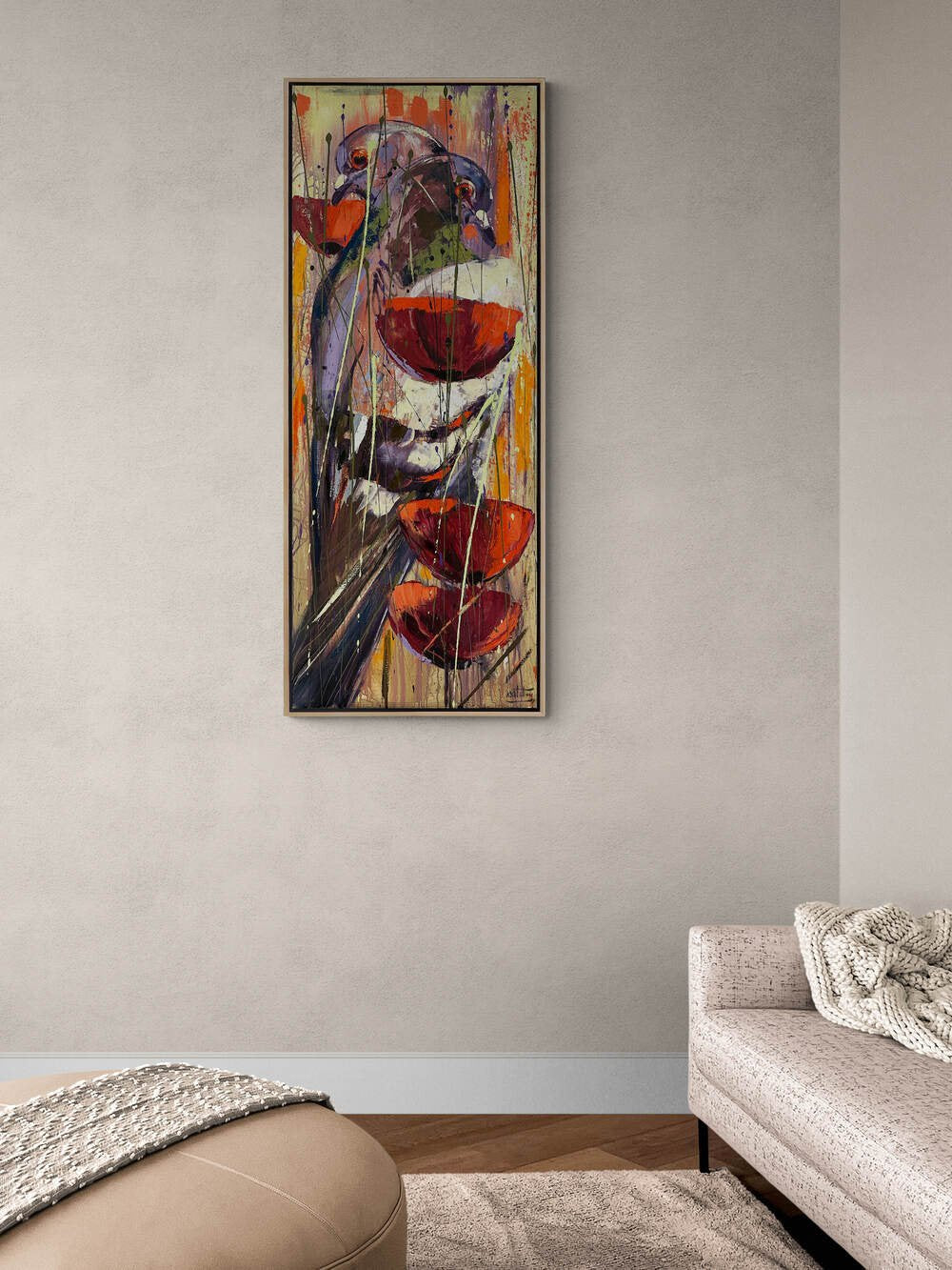 Renklerle Bezenmiş Kanatlar Yağlı Boya Tablosu