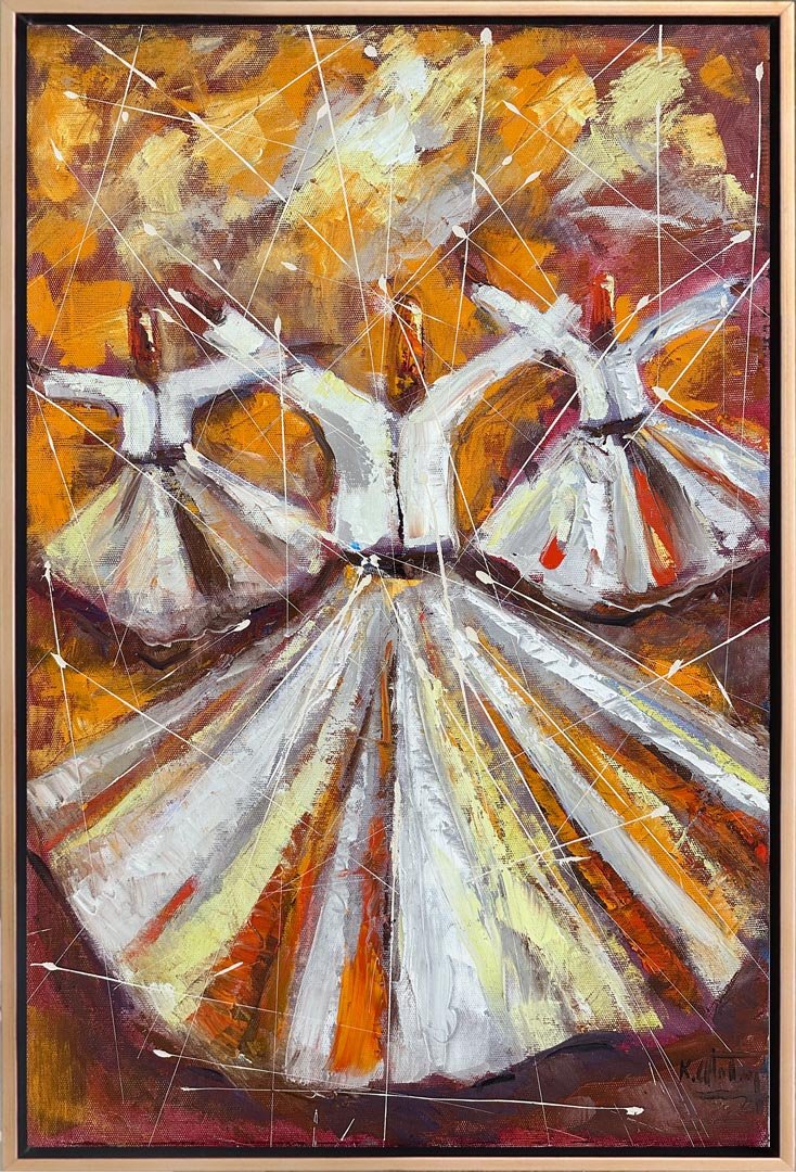 Semazenlerin İlahi Döngüsü Yağlı Boya Tablosu