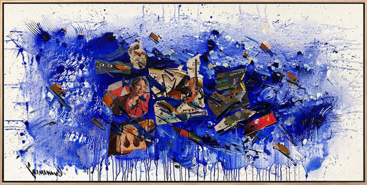 Gazete Sayfalarında Renkli İzler Yağlı Boya Tablosu