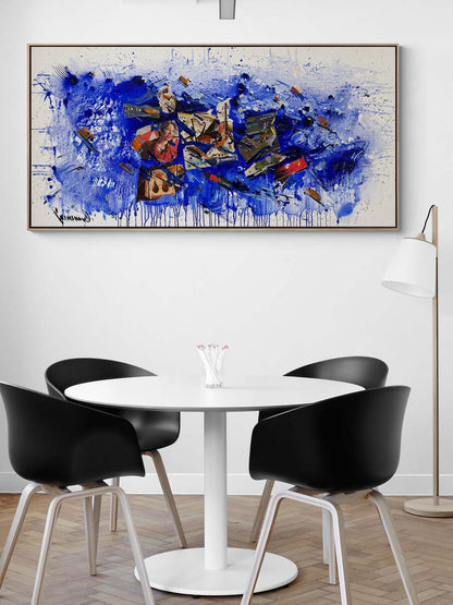 Gazete Sayfalarında Renkli İzler Yağlı Boya Tablosu