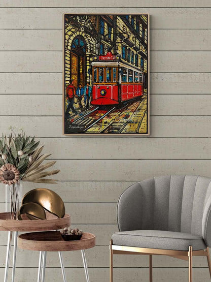 Taksim Tramvayı’nın Renkli Tarihi Yağlı Boya Tablosu