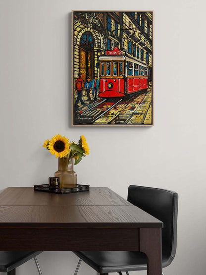 Taksim Tramvayı’nın Renkli Tarihi Yağlı Boya Tablosu