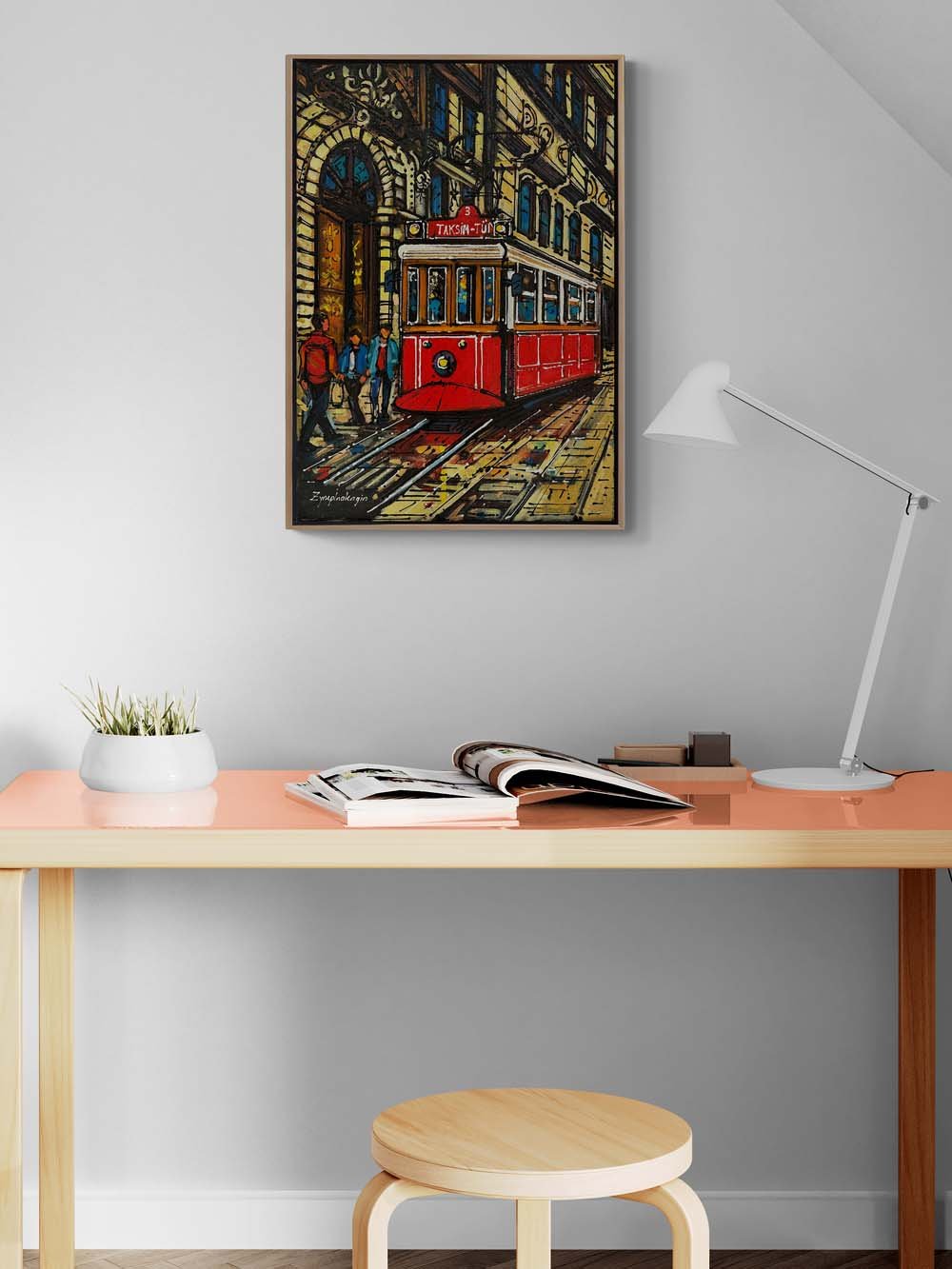 Taksim Tramvayı’nın Renkli Tarihi Yağlı Boya Tablosu