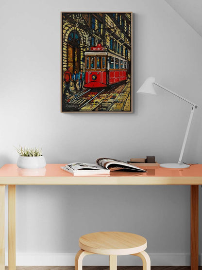 Taksim Tramvayı’nın Renkli Tarihi Yağlı Boya Tablosu