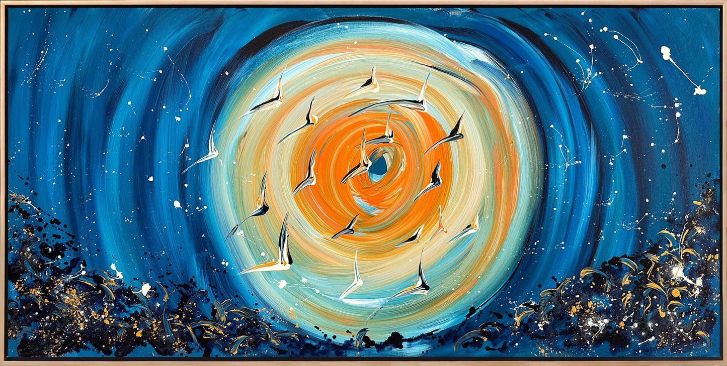 Kanatların Renkli Fırtınası Yağlı Boya Tablosu