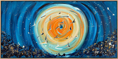 Kanatların Renkli Fırtınası Yağlı Boya Tablosu