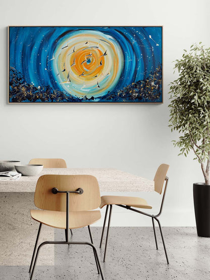 Kanatların Renkli Fırtınası Yağlı Boya Tablosu