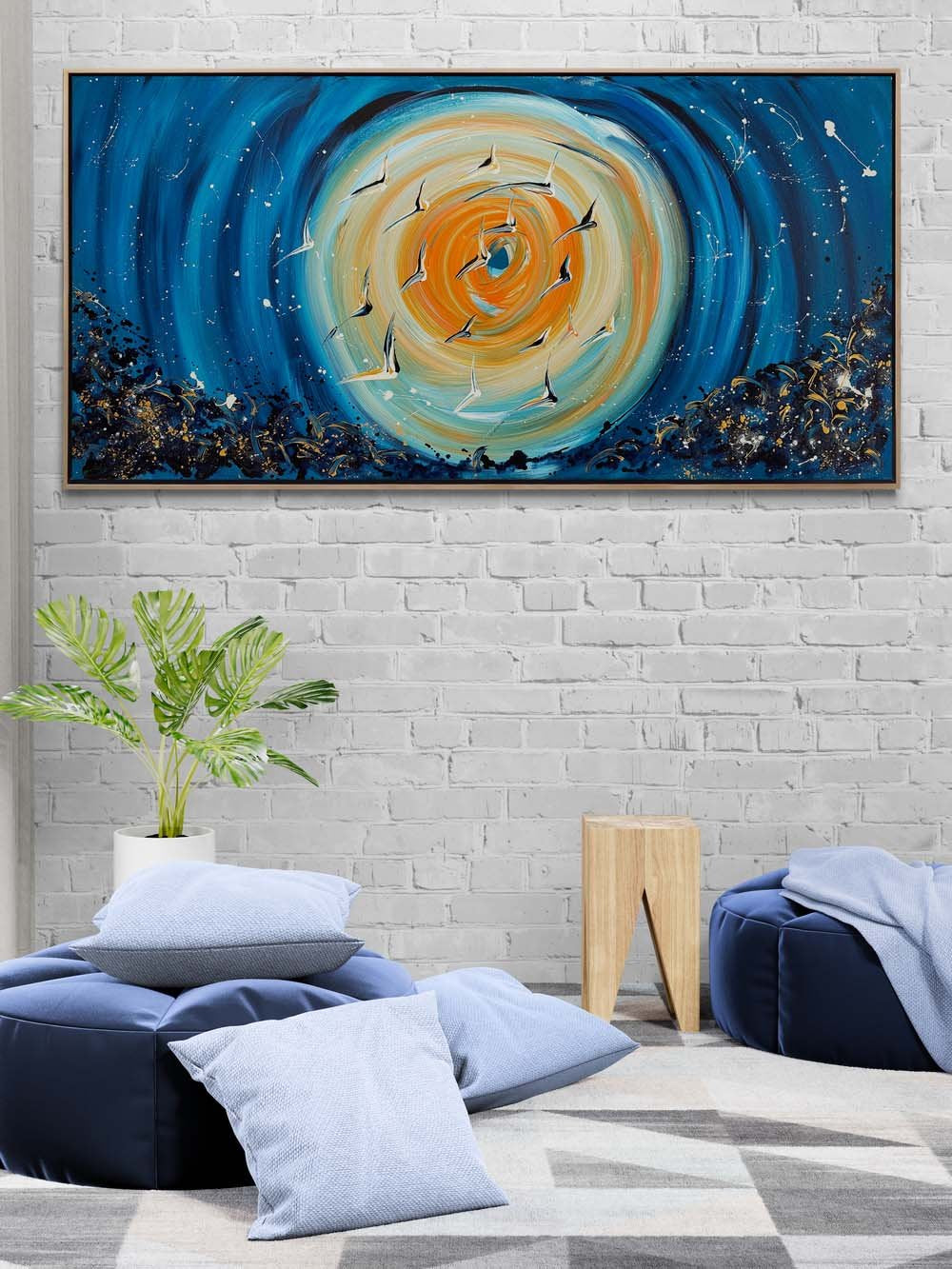 Kanatların Renkli Fırtınası Yağlı Boya Tablosu